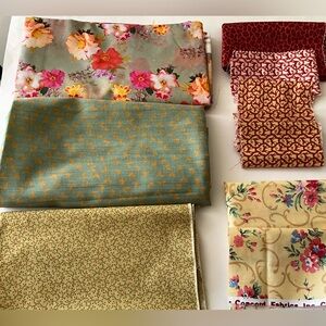 Quilting Fabric Lot Sewing Material Crafting Shabby Chic Country Rose Teal Pink